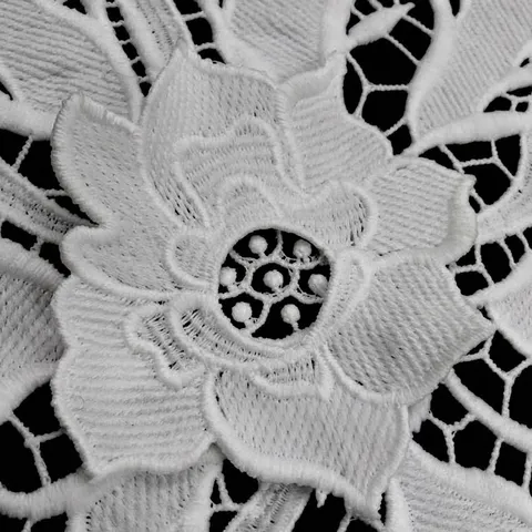 Milk Silk Water Soluble 3D Double Layer Flower Lace Applique White Hollow Embroidery Trims For Wedding Dress DIY Sewing