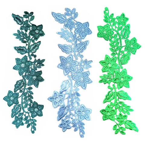 Polyester Water Soluble Flower Lace Applique 3D Embroidery Hollow Out Floral Patch For DIY Wedding Dress Garment Decoration