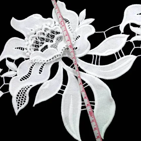 Water Soluble Milk Silk Lace Trim Floral 3D Applique For Wedding Dress Accessories White Embroidered Flower Hollow Out Lace Ribbon