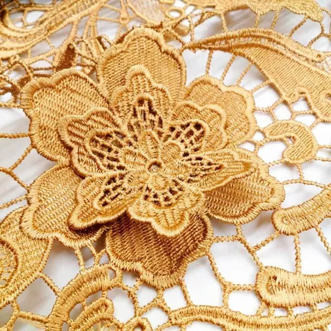 Elegant Water-Soluble Lace Fabric Heavy Craft Embroidery Floral Paisley Pattern Hollow Mesh Fabric For Wedding Evening Dress Stage Costumes