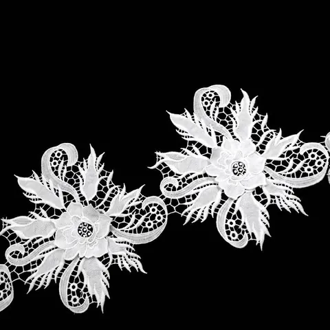 Milk Silk Water Soluble 3D Double Layer Flower Lace Applique White Hollow Embroidery Trims For Wedding Dress DIY Sewing