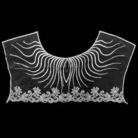 Eleganter Weißer Wasserlöslicher Spitzenkragen Polyester Seide Bestickt Netz Blumen Ausschnitt Dekoration Bekleidungszubehör Für Damen