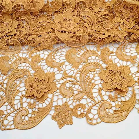 Elegant Water-Soluble Lace Fabric Heavy Craft Embroidery Floral Paisley Pattern Hollow Mesh Fabric For Wedding Evening Dress Stage Costumes