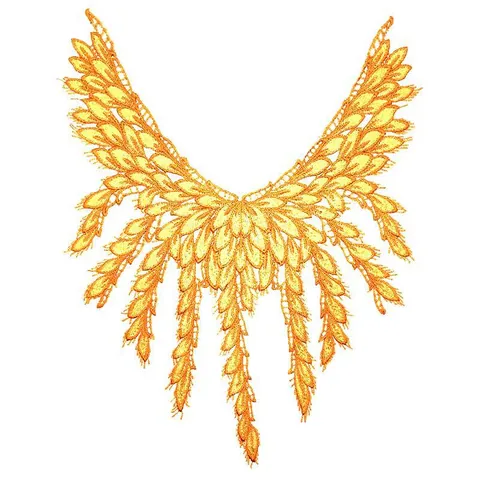Water Soluble Lace Detachable Collar For Women 3D Hollow Embroidery Flower Applique Heavy Craft Dual Tone Feather Tassel Patch For Wedding Dress Costume Accessory