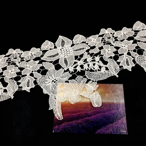 Ribete de Encaje Hidrosoluble de Seda de Leche Blanco 3D Floral Bordado Ahuecado Accesorios de Costura Ropa DIY Cinta de Encaje Decoración Hogar