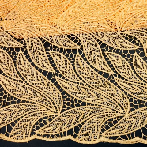 Water Soluble Lace Fabric Polyester Silk Hollow Out Embroidery Leaf Pattern Full Width For Dress Fashion Accessories