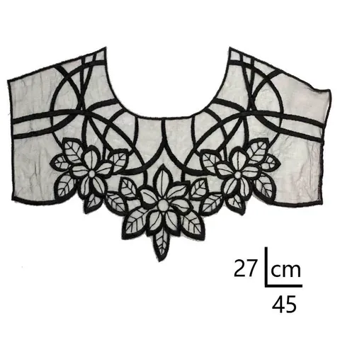 Women Water Soluble Lace Collar Polyester Embroidered Floral Leaf Hollow Out Fake Collar Applique For Dress DIY Sewing Accessory