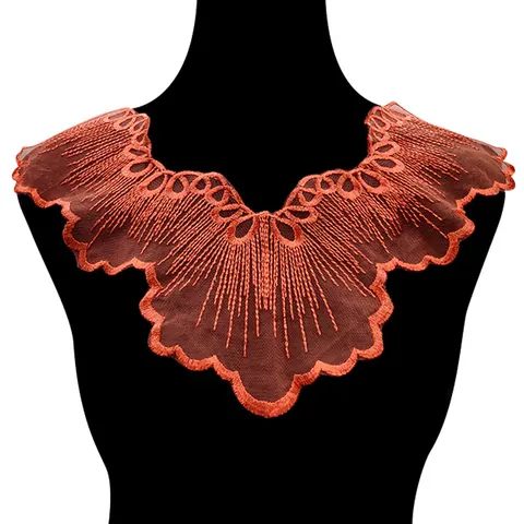 Wasserlöslicher Spitze Falscher Kragen Bestickter Hohl-Halsansatz Polyester Seide Blumen Spitze Applikation Damen Deko