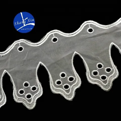 White Water Soluble Lace Trim Chiffon Base Embroidery Eyelet Hollow Out Wave Edge Ribbon For DIY Dress Sewing Accessories