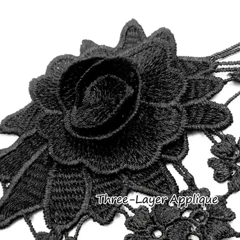 3D Hollow Rose Floral Lace Trim Polyester Embroidery Water Soluble Lace Ribbon For DIY Clothing Wedding Dress Accessories