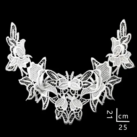 Hollow Out Water Soluble Lace Collar Butterfly Floral Embroidered Polyester Patch For DIY Sewing Dress Clothing Decoration