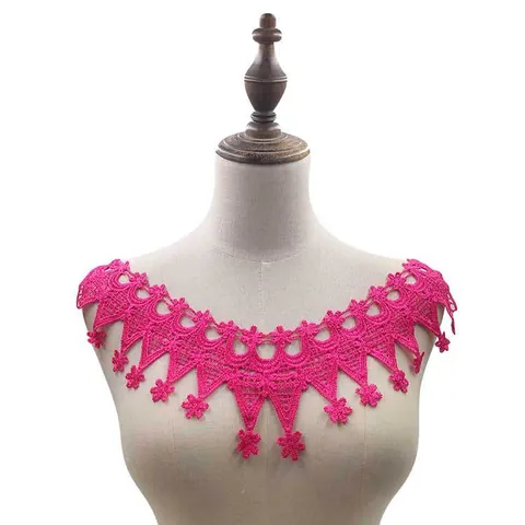 Col Amovible en Dentelle Hydrosoluble 3D Broderie Fleur Soie Polyester Ajouré Accessoires de Couture DIY pour Femmes