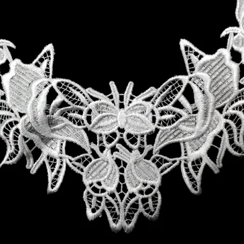 Hollow Out Water Soluble Lace Collar Butterfly Floral Embroidered Polyester Patch For DIY Sewing Dress Clothing Decoration