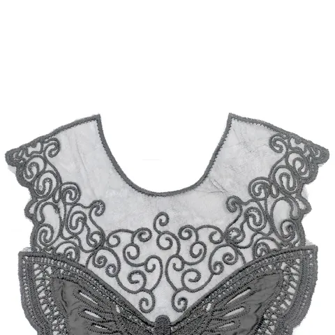 Butterfly Water Soluble Lace Embroidered Applique Polyester Neckline Patch For Wedding Dress Sewing Craft DIY Accessories Black