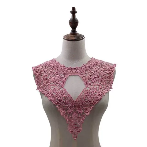 Elegant Water Soluble Lace Embroidered False Collar For Women Retro Floral Cutout Applique Garment Trims For DIY Dress Sewing Accessories
