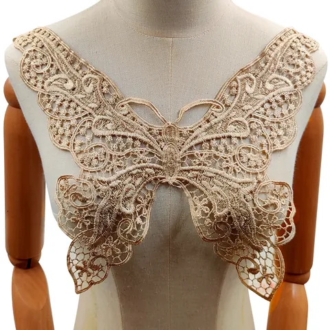 Elegant Butterfly Flower Embroidered Lace Detachable Collar For Women Hollow Out Water Soluble Lace Applique Dress Decoration