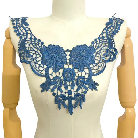 Élégant Col en Dentelle Brodée Hydrosoluble Ajouré Floral pour Couture DIY Robe Femme Applique Faux Col Accessoires