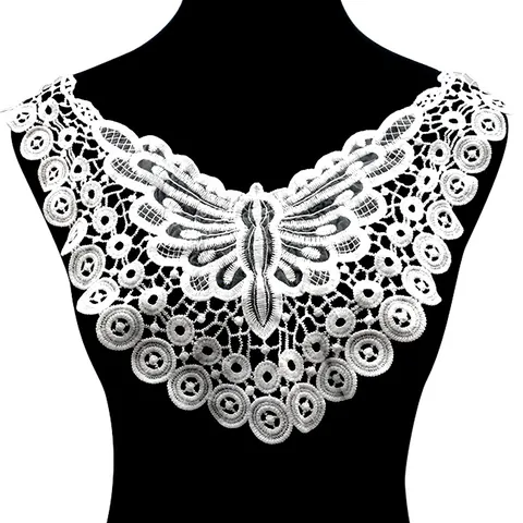 Butterfly Lace Fake Collar Embroidery Applique Hollow Out Organza Milk Protein Fiber False Collar For Women Clothing Accessories