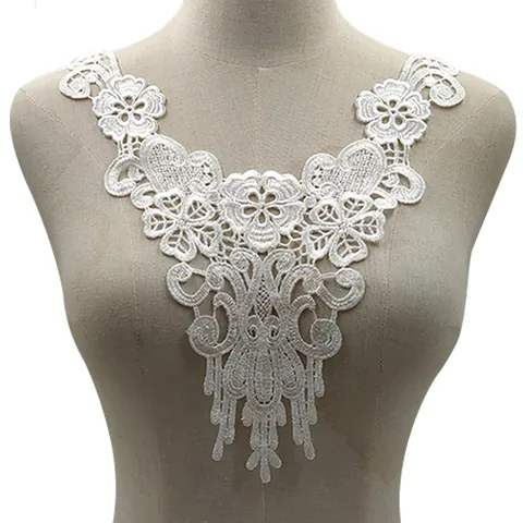 Elegant Water Soluble Lace Detachable Collar For Women 3D Hollow Floral Embroidered False Collar DIY Sewing Accessories