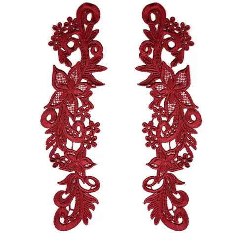 Water Soluble Lace Fabric Floral Embroidered Patch Hollow Out Applique Trim For Wedding Gown Dress Garment Decoration Craft