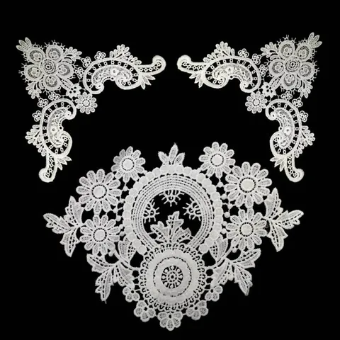 Bestickte Hohl Geschnittene Blume Spitze Applikation Patch Milchseide Florale Spitze Besatz Für DIY Nähen Kleidung Dekoration Zubehör