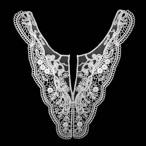 Water Soluble Lace Fake Collar Milk Silk Embroidered Floral V-neck Hollow Applique For Women Dress DIY Sewing Accessories