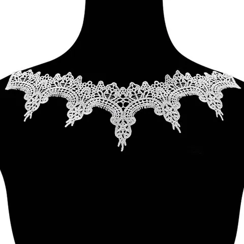 Vintage Elegant Polyester Water Soluble Lace Embroidered Hollow Detachable Fake Collar For Women Floral Applique DIY Sewing Craft