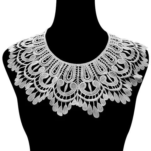 Milk Silk Embroidered Lace Collar Floral Hollow Out Detachable Collar DIY Garment Accessory Lace Applique For Women Dress Decoration