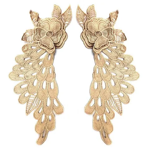 3D Hollow Water Soluble Lace Applique Polyester Embroidery Floral Wing Symmetric Collar Flower Corsage DIY Sewing Accessories