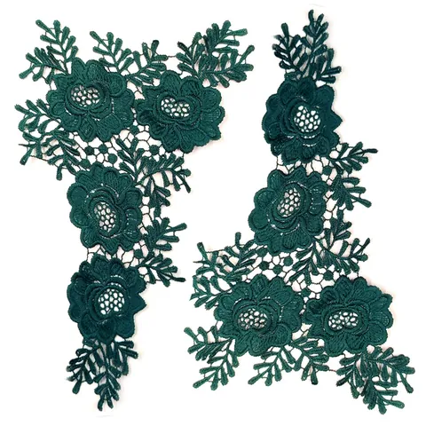 Polyester Water Soluble Lace Floral Applique 3D Hollow Embroidery Flower Patch For Wedding Dress DIY Garment Decoration Accessories