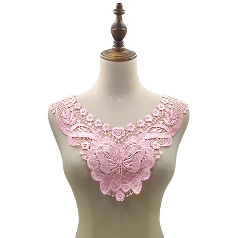 Elegant Water Soluble Lace Detachable Collar Polyester Embroidered Hollow Out Floral Butterfly False Collar For Women Dress DIY Accessories