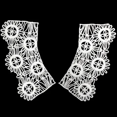 Water Soluble Lace Collar Milk Silk Hollow Embroidery DIY Sewing Accessory Doll Collar Floral Neck Decoration Women Girls