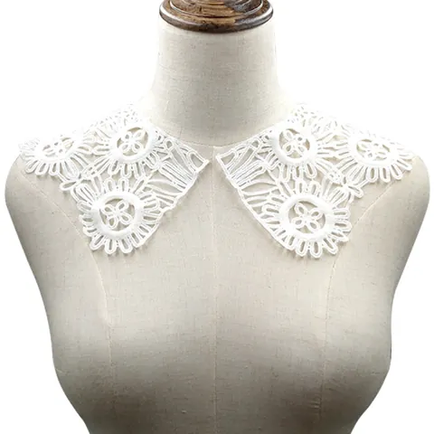 Water Soluble Lace Collar Milk Silk Hollow Embroidery DIY Sewing Accessory Doll Collar Floral Neck Decoration Women Girls