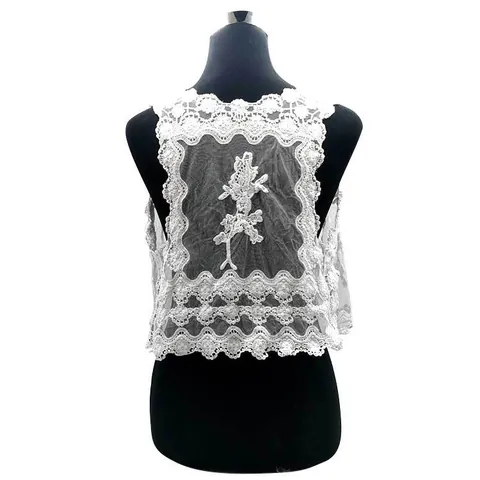 Women Cotton Water-Soluble Lace Vest Sexy Hollow Out Embroidered Sleeveless Top Beach Bikini Cover Up White Waistcoat