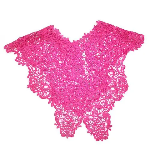 Women Detachable Collar Lace Shawl Polyester Hollow Out Embroidered Floral Sweet Style Fashion Accessories Short Shawl Top