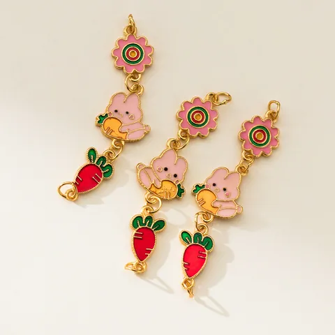 925 Sterling Silver Gold Plated Enamel Rabbit Carrot DIY Jewelry Accessory Pendant Bracelet Extension Chain For Women Jewelry Making