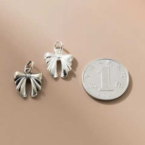 925 Sterling Silver Bowknot Pendant Retro Bow Tie Charm For DIY Bracelet Necklace Jewelry Making Handmade Crafts Finding