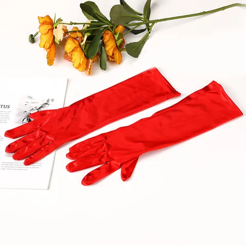 Elegante Vintage Lange Braut Satin Handschuhe Hohe Elastizität Glatte Formelle Opernhandschuhe Für Hochzeit Party Damen Zubehör