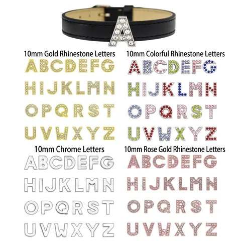 Zinc Alloy Rhinestone English Alphabet Slide Charms Shiny Initial Letters For DIY Wristband Collar Bracelet Jewelry Making