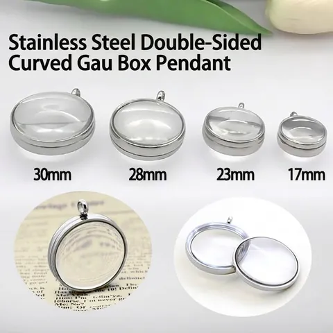 Roestvrijstalen Hanger met Dubbel Gebogen Glas Floating Locket Ronde Heldere Geheugen Fotolijst Hanger DIY Sieraden Maken Accessoires