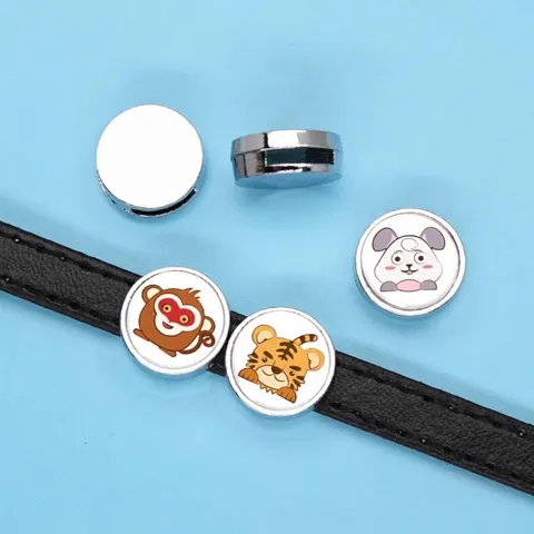 Legierung Gleit-Charms Tierkreis Sternbild Cartoon-Muster Runde Perlen Für DIY Armband Armreif Schmuckherstellung Zubehör