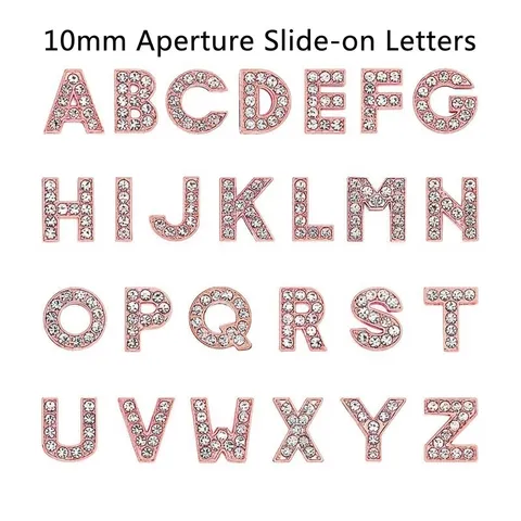 Dijes de Alfabeto de Aleación Oro Rosa Cuentas de Letras Iniciales con Diamantes para Pulsera DIY Joyería
