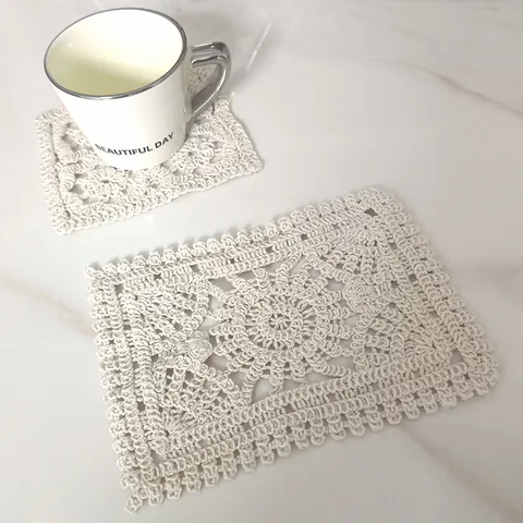 Vintage Lace Coaster Handmade Cotton Crochet Hollow Out Table Mat For Home Cafe Photography Props Round Square Placemats