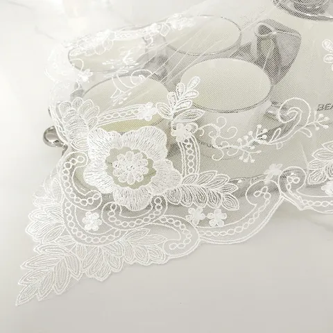 Elegant White Embroidered Lace Dustproof Mat Polyester Mesh Tablecloth For Home Decor Photography Background Props