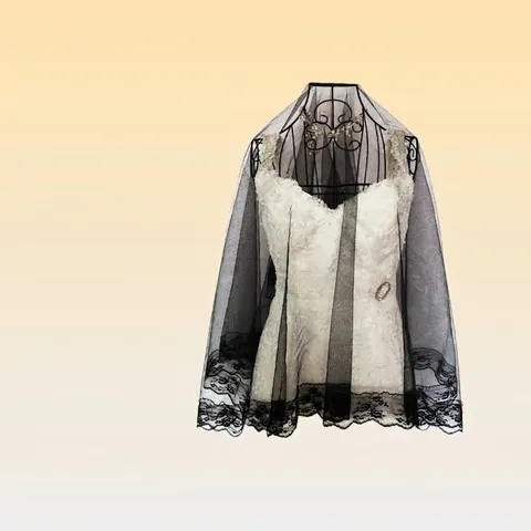 Gothic Schwarz Weiß Spitze Hochzeitsschleier Für Halloween Cosplay Retro Netz Braut Kopfschmuck Party Zubehör