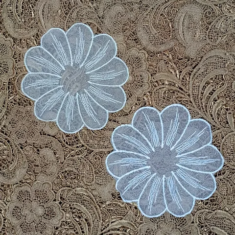 Round Embroidered Cotton Lace Coaster Vintage Floral Mesh Applique Patch Flower DIY Craft Sewing Accessory For Table Home