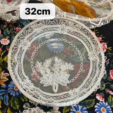 European Style Lace Embroidered Place Mat Polyester Transparent Mesh Floral Embroidery Table Mat For Hotel Wedding Home Decoration