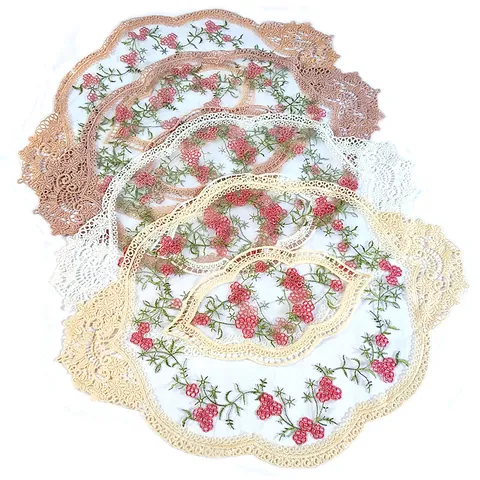 Pastoral Gestickt Spitze Tischset Blumen Hohle Netz Untersetzer Tischläufer Schutz Dekorative Tischdecke Kissen Home Tischdeko Matte