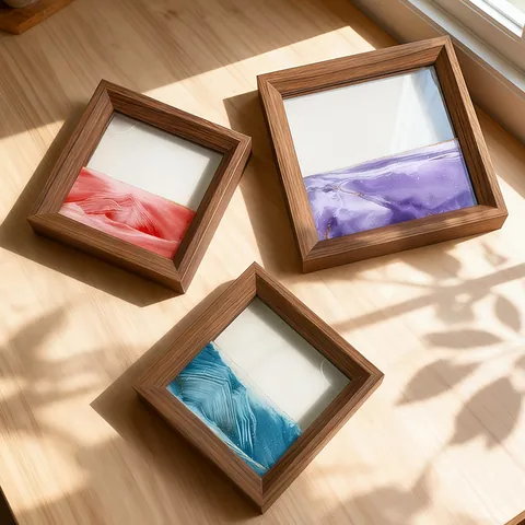 3D Moving Sand Art Picture Square Wood Grain Frame Deep Sea Sandscape In Motion Flowing Sand Decor For Home Office Desktop Ornament