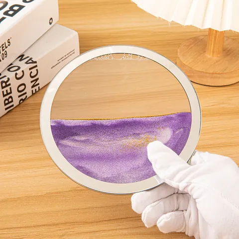 Moderno Vidrio Pintura de Arena Movediza Dinámica 3D Adorno Redondo Arte de Arena Escritorio Decorativo Alivio del Estrés Sin Base